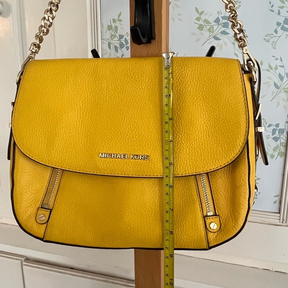 Michael Kors Bright Yellow Pebbled Leather Shoulder Bag - Picture 12 of 15